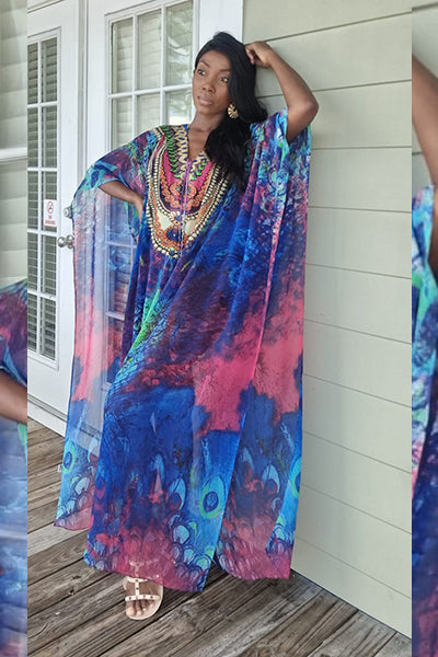 RAINBOW KAFTAN Dark blue